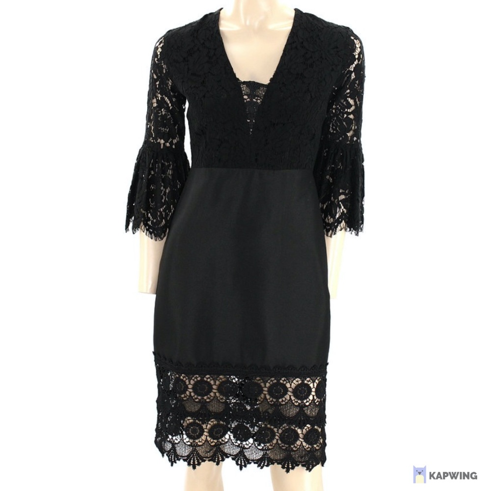 Mustard Seed XS Black Lace Contrast Cocktail Dress